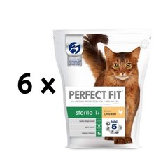 Kasside kuivtoit Perfect Fit steriliseeritud kassidele, 750 g x 6 tk hind ja info | Kuivtoit kassidele | kaup24.ee