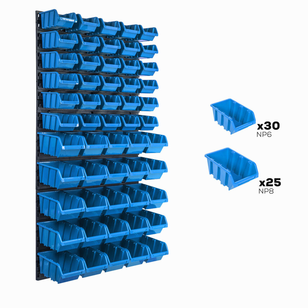 Hoiusüsteemi seinariiul 576 x 1170 mm, 55 tk kastid hind ja info | Tööriistakastid, tööriistahoidjad | kaup24.ee