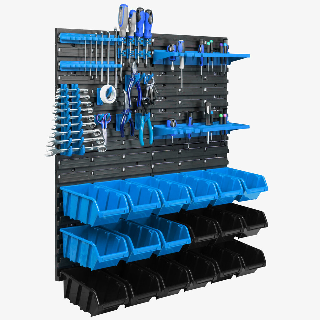 18 virnastatavat kasti seinariiuliga 77 x 78 cm цена и информация | Tööriistakastid, tööriistahoidjad | kaup24.ee