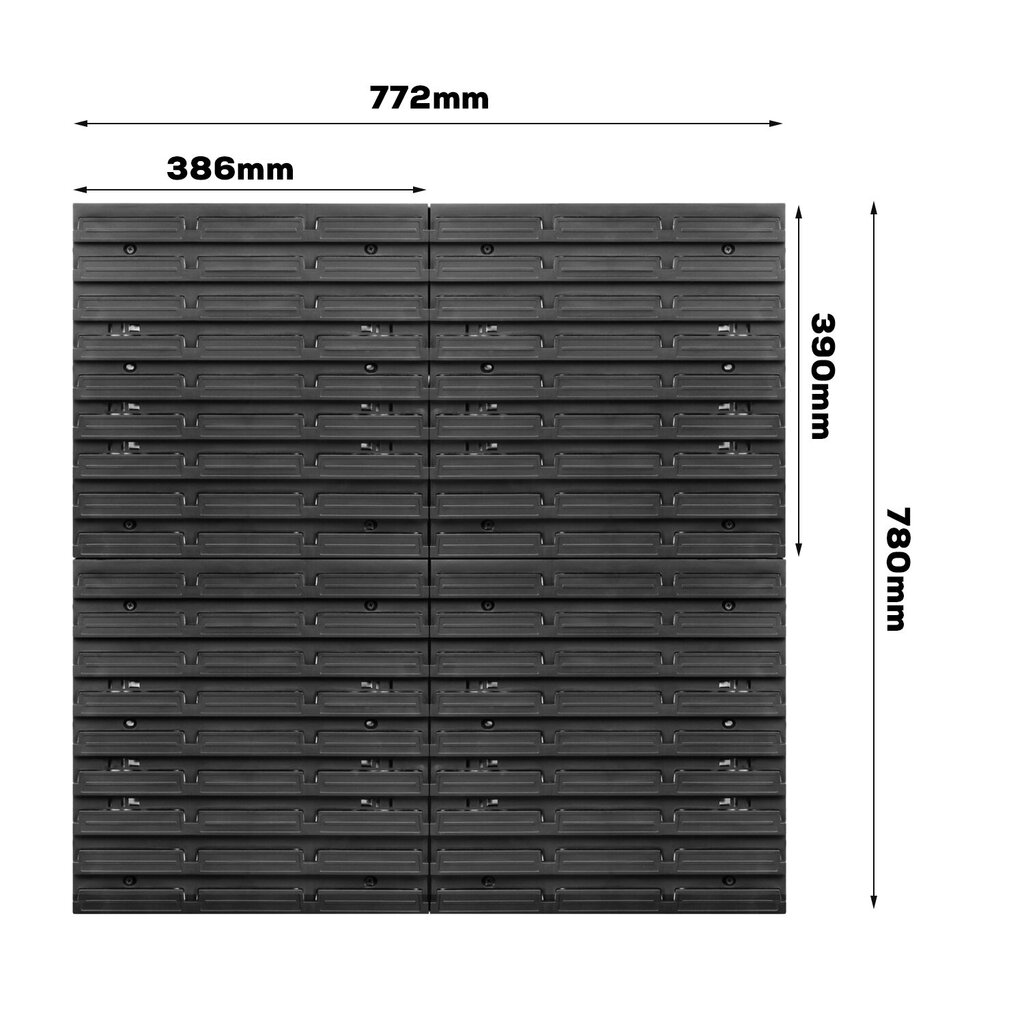 28 virnastatavat kasti seinariiuliga 77 x 78 cm цена и информация | Tööriistakastid, tööriistahoidjad | kaup24.ee