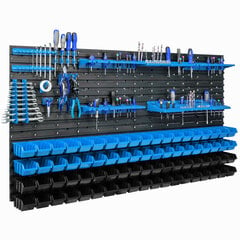 76 штабелируемых коробок с настенной полкой / держатель инструментов, 154 x 78 см цена и информация | Ящики для инструментов, держатели | kaup24.ee