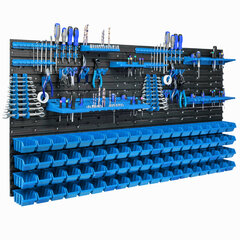 76 штабелируемых коробок с настенной полкой / держатель инструментов, 154 x 78 см цена и информация | Ящики для инструментов, держатели | kaup24.ee