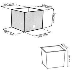 Lillepottide komplekt Botle, ruudukujulist plastikust pruuni trapetsikujulist anumat rotangist, H 20 + 22 + 26 cm, 3 tk hind ja info | Dekoratiivsed lillepotid | kaup24.ee