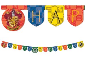 Гирлянда из бумаги Harry Potter Hogwarts Houses «Happy Birthday», 200 x 16 см, 93371 цена и информация | Праздничные декорации | kaup24.ee