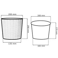 Lillepottide komplekt Botle, ümmargused rotangist, sise- ja välistingimustes - Mokka - 19 + 22 + 27 cm, 3 tk hind ja info | Dekoratiivsed lillepotid | kaup24.ee