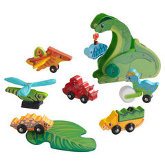 Набор деревянных фигурок динозавров Kidkraft Adventure Tracks™ Dino World: Prehistoric Pals Pack цена и информация | Развивающий мелкую моторику - кинетический песок KeyCraft NV215 (80 г) детям от 3+ лет, бежевый | kaup24.ee
