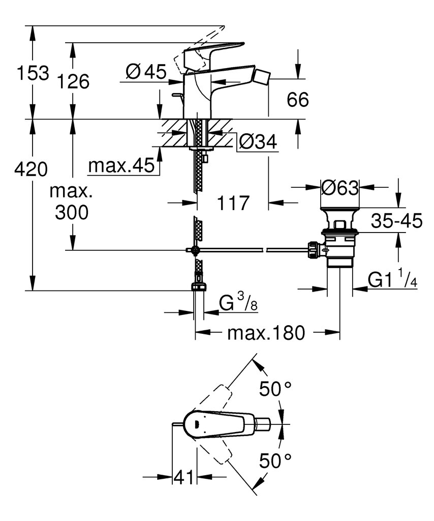 Bideesegisti Grohe Start Edge, 23345001 hind ja info | Vannitoa segistid | kaup24.ee