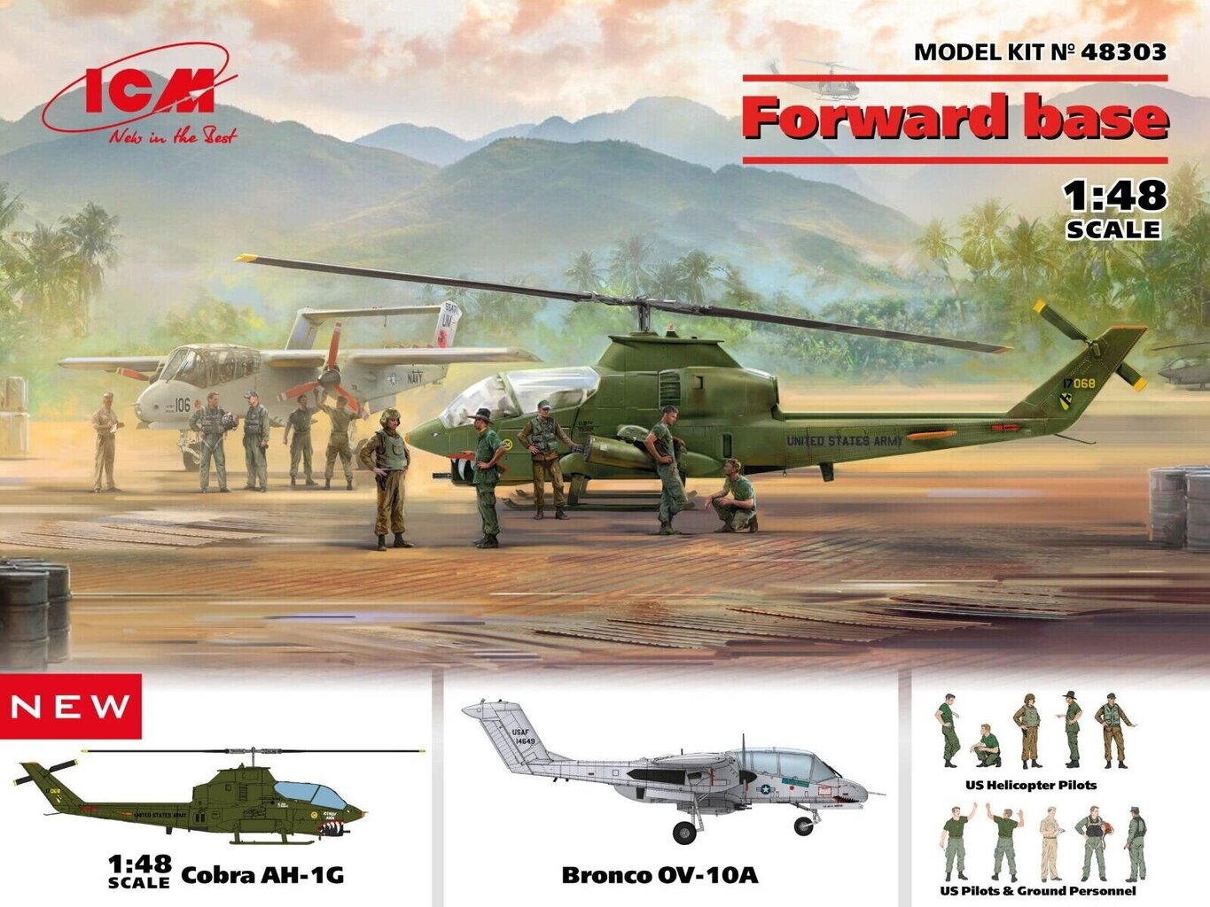 Liimitav mudel ICM 48303 Forward base (AH-1G + Bronco OV-10A) 1/48 hind ja info | Liimitavad mudelid | kaup24.ee