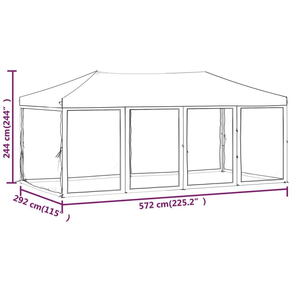 vidaXL kokkupandav peotelk külgseintega, valge, 3 x 6 m цена и информация | Varikatused ja aiapaviljonid | kaup24.ee