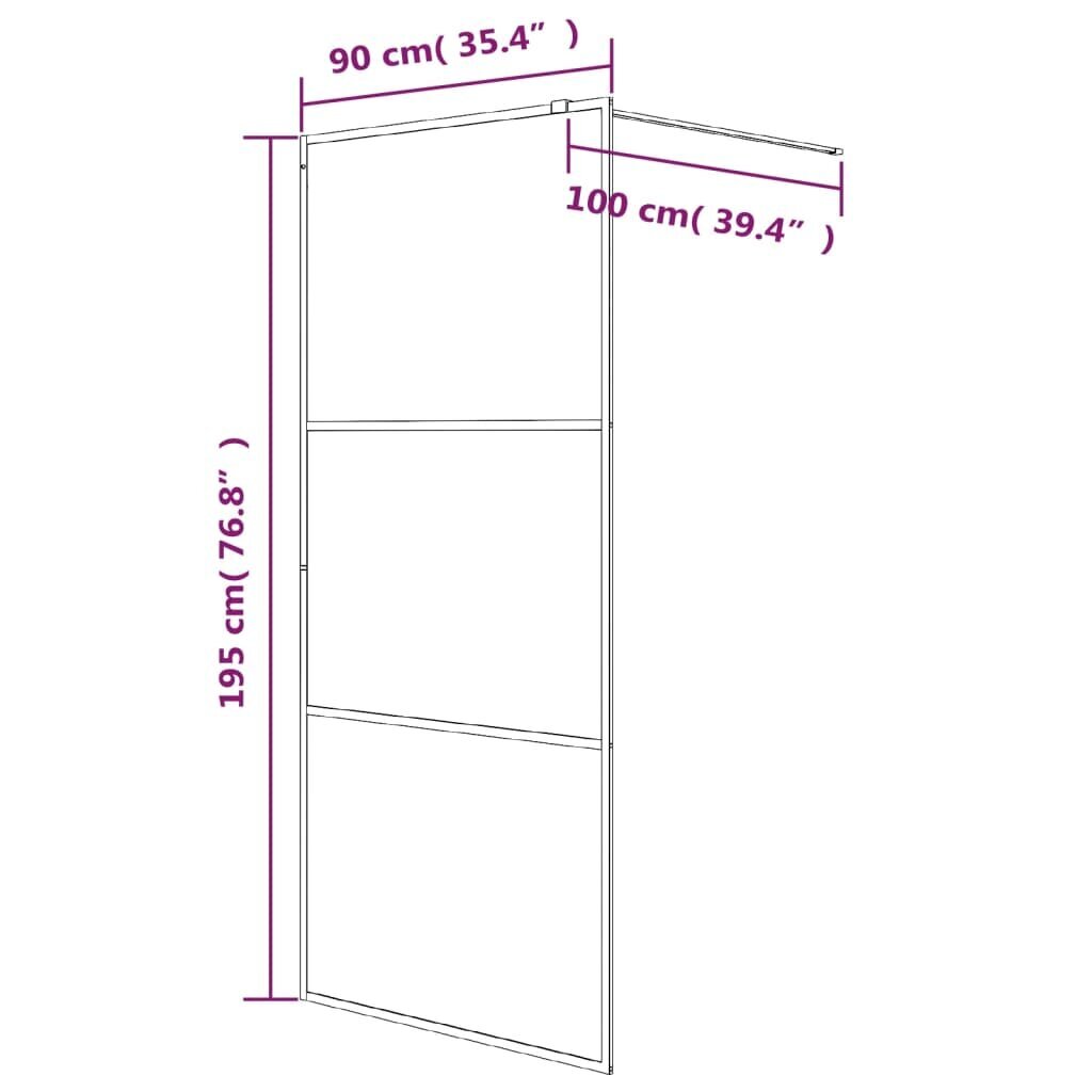 vidaXL dušinurga sein, valge, 90 x 195 cm, läbipaistev ESG-klaas hind ja info | Dušikabiinide uksed ja seinad | kaup24.ee