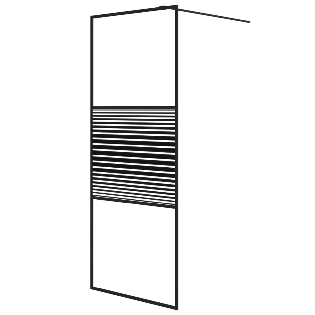 vidaXL dušinurga sein, must, 80 x 195 cm, läbipaistev ESG-klaas hind ja info | Dušikabiinide uksed ja seinad | kaup24.ee