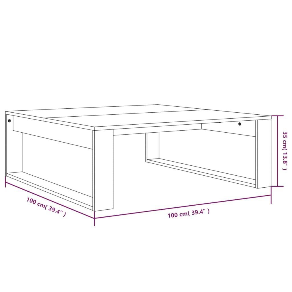 vidaXL kohvilaud, pruun tamm, 100 x 100 x 35 cm, tehispuit цена и информация | Diivanilauad | kaup24.ee