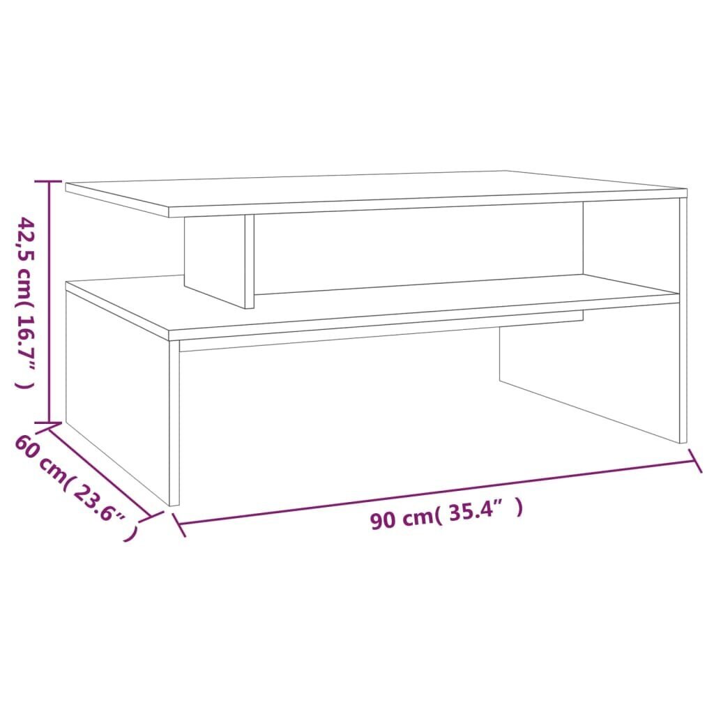 vidaXL kohvilaud, suitsutatud tamm, 90 x 60 x 42,5 cm, tehispuit hind ja info | Diivanilauad | kaup24.ee