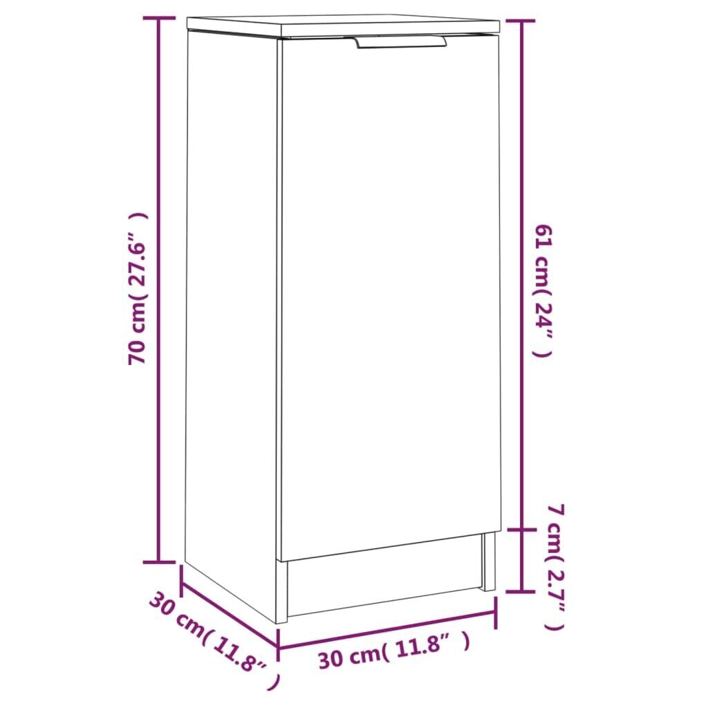 vidaXL puhvetkapid 2 tk, betoonhall, 30 x 30 x 70 cm, tehispuit цена и информация | Elutoa väikesed kapid | kaup24.ee