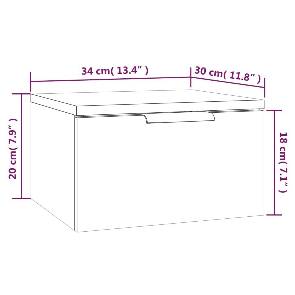 vidaXL seinale kinnitatav öökapp, pruun tamm, 34 x 30 x 20 cm hind ja info | Elutoa väikesed kapid | kaup24.ee