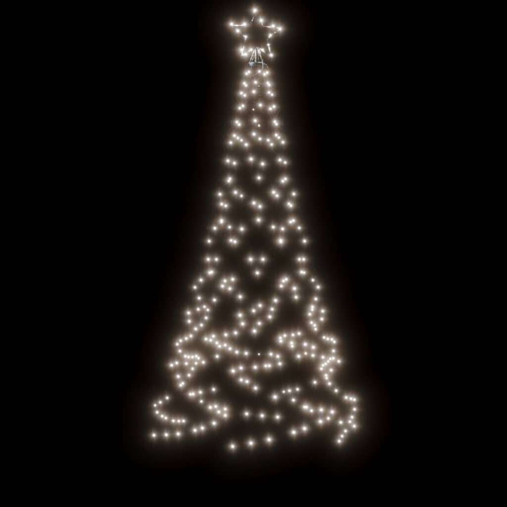 vidaXL jõulupuu vaiaga, külm valge, 200 LEDi, 180 cm hind ja info | Jõulukaunistused | kaup24.ee