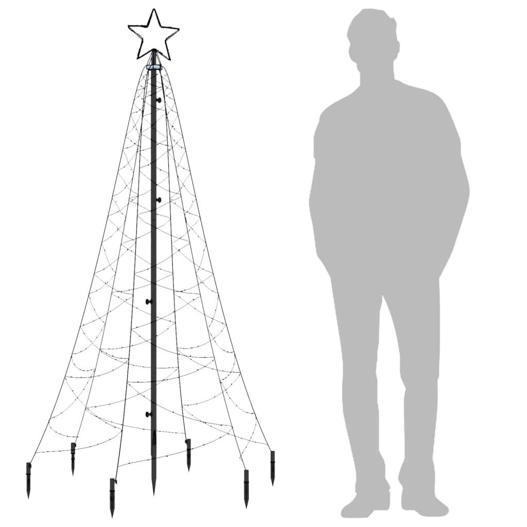 vidaXL jõulupuu vaiaga, külm valge, 200 LEDi, 180 cm hind ja info | Jõulukaunistused | kaup24.ee