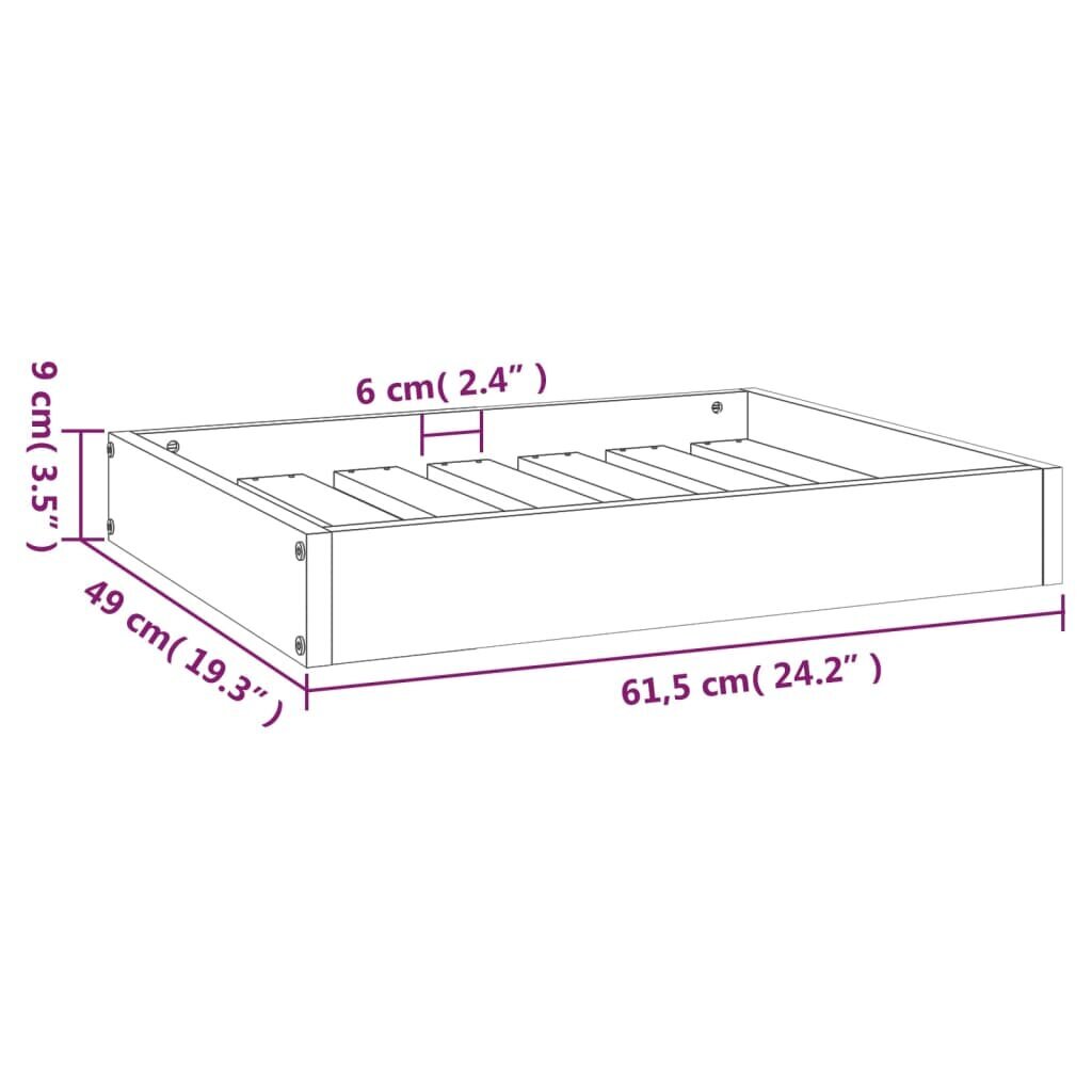 vidaXL koeravoodi, hall, 61,5 x 49 x 9 cm, männipuit hind ja info | Pesad, kuudid | kaup24.ee