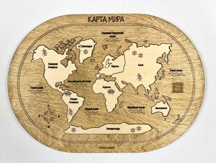 Деревянный пазл для детей «Карта мира» цена и информация | Развивающие игрушки и игры | kaup24.ee
