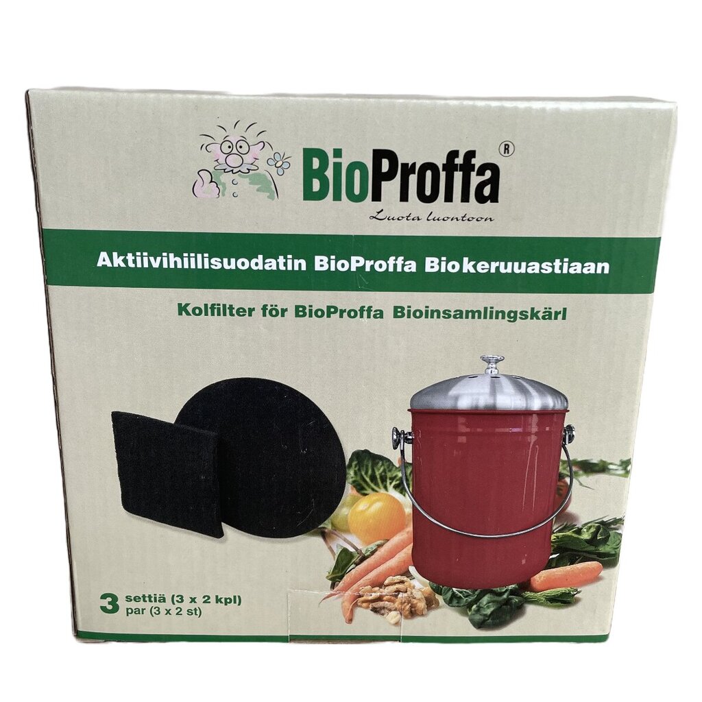 Biojäätmete kogumiskonteiner BioProffa 4L/5L Terasest aktiivsöefilter: 3 komplekti (1 komplektis: 2 filtrit) hind ja info | Kompostrid, prügikonteinerid | kaup24.ee