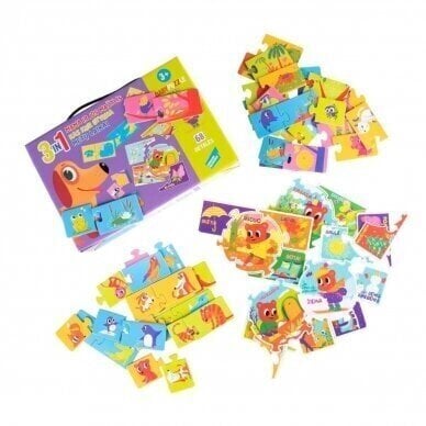 Puslekomplekt Baby Puzzle Maxi „Tunne maailma“ 3in1 hind ja info | Imikute mänguasjad | kaup24.ee