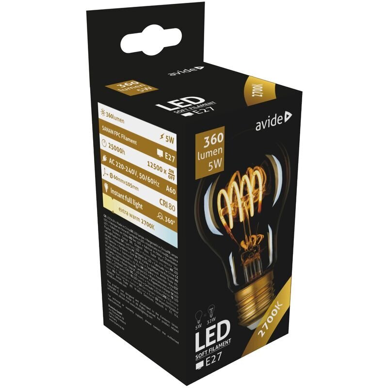 LED-lamp AVIDE 5W E27 Soft Filament hind ja info | Lambipirnid, lambid | kaup24.ee