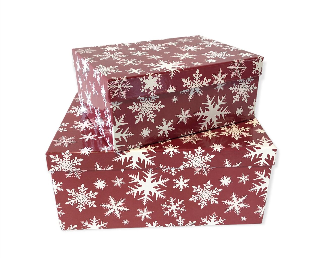 Kinkekarp 25 х 18 х 10.5 cm, Nr5, värv: tumepunane, lumehelbed (115419) 7265 hind ja info | Jõulukaunistused | kaup24.ee