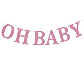 Kaunistusriba paberist "Oh Baby", light pink, 300 x 16 cm QT-GOBR hind ja info | Peokaunistused | kaup24.ee