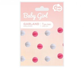 Dekoratsioon paberist Pom Pom, Baby Girl, light pink, 250 x 5 cm QT-GKJR hind ja info | Peokaunistused | kaup24.ee