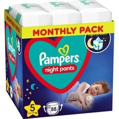 Püksmähkmed Pampers Night Pants Monthly Pack, suurus 5, 12-17 kg, 88 tk hind ja info | Pampers Lapsed ja imikud | kaup24.ee
