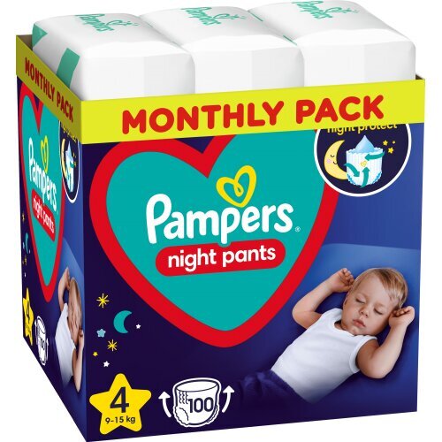 Püksmähkmed Pampers Night Pants Monthly Pack, suurus 4, 9-15 kg, 100 tk цена и информация | Mähkmed | kaup24.ee