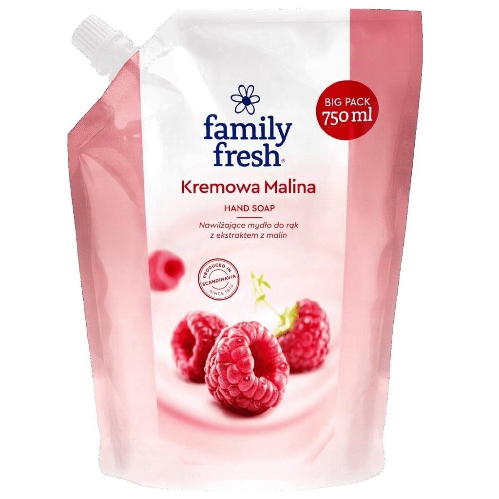 Niisutav käteseep Family Fresh Hand Soap Vaarikas Refill, 750ml hind ja info | Seebid | kaup24.ee