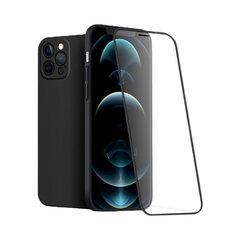 Защитный чехол с передним стеклом (9H) для iPhone 12 Pro Max (6,7″), чёрный цена и информация | Чехлы для телефонов | kaup24.ee
