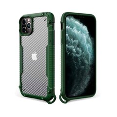 iPhone 12 Pro Max (6,7″) Carbon Shockproof ümbris randmerihmaga – Roheline цена и информация | Чехлы для телефонов | kaup24.ee