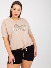 хлопковая блуза больших размеров бежевого цвета с декоративным карманом цена и информация | Женские блузки, рубашки | kaup24.ee