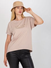 бежевая футболка больших размеров с коротким рукавом цена и информация | Женские блузки, рубашки | kaup24.ee