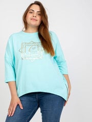 мятная блузка больших размеров из хлопка с аппликацией цена и информация | Женские блузки, рубашки | kaup24.ee