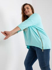 мятная блузка больших размеров из хлопка с аппликацией цена и информация | Женские блузки, рубашки | kaup24.ee