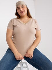 бежевая футболка больших размеров с коротким рукавом цена и информация | Женские блузки, рубашки | kaup24.ee