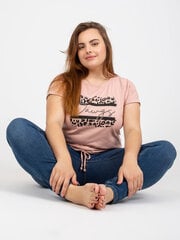 хлопковая футболка больших размеров грязно-розового цвета с аппликацией цена и информация | Женские блузки, рубашки | kaup24.ee