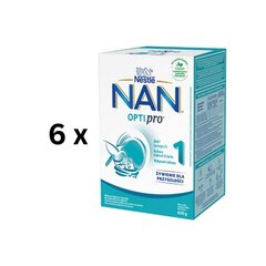 Esmase toitmise piimasegu NAN OPTIPRO 1, beebidele alates sünnist, 650 g, 6 tk. pakett hind ja info | Piimasegu | kaup24.ee