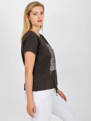 футболка больших размеров из хлопка цвета хаки с принтом цена и информация | Женские блузки, рубашки | kaup24.ee
