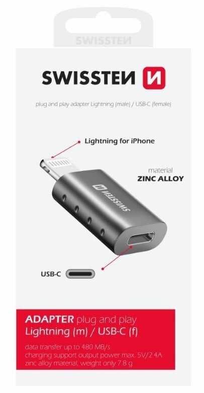 Swissten Adapter Lightning to USB-C hind ja info | USB jagajad, adapterid | kaup24.ee
