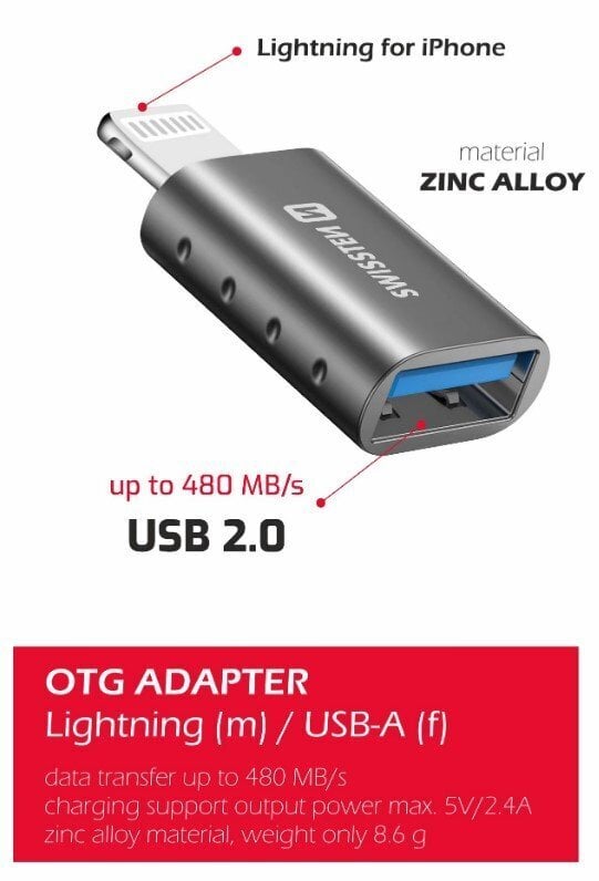 Swissten OTG Adapter Lightning to USB Connection цена и информация | USB jagajad, adapterid | kaup24.ee