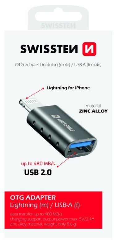 Swissten OTG Adapter Lightning to USB Connection цена и информация | USB jagajad, adapterid | kaup24.ee