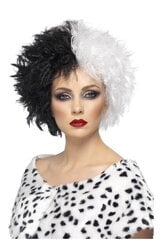 Cruella parukas, must/valge цена и информация | Карнавальные костюмы | kaup24.ee