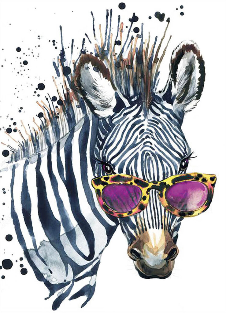 Teemantmosaiigi komplekt 30x40 cm. "Zebra with Glasses" hind ja info | Teemantmaalid, teemanttikandid | kaup24.ee