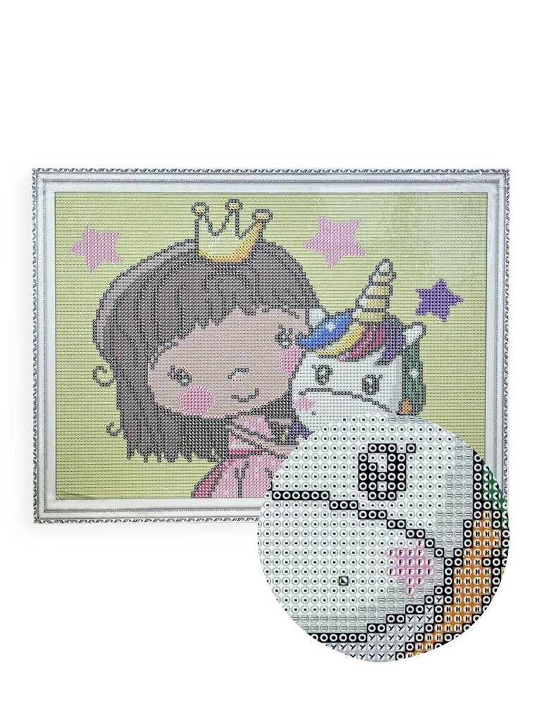 Teemantmosaiigi komplekt 30x40 cm. "Princess with a Small Unicorn" цена и информация | Teemantmaalid, teemanttikandid | kaup24.ee