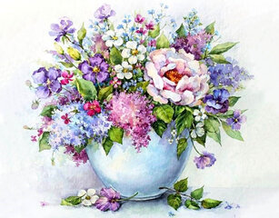 Алмазная мозаика 40x50 cm.  "Delicate flowers in a white vase" цена и информация | Алмазная мозаика | kaup24.ee