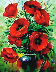 Алмазная мозаика 40x50 cm.  "Poppies Bouquet" цена и информация | Алмазная мозаика | kaup24.ee